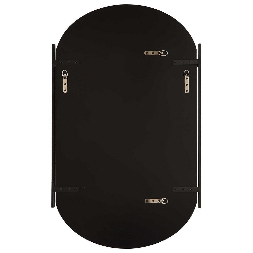 Accent Mirror, Frameless Oval, Metal Stripes, Satin Black 23x38