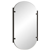 Accent Mirror, Frameless Oval, Metal Stripes, Satin Black 23x38