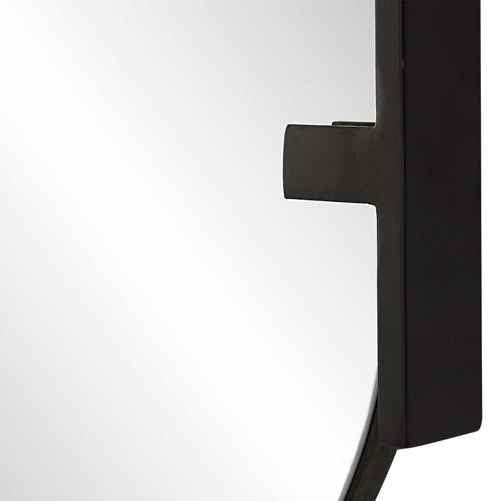 Accent Mirror, Frameless Oval, Metal Stripes, Satin Black 23x38
