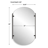 Accent Mirror, Frameless Oval, Metal Stripes, Satin Black 23x38