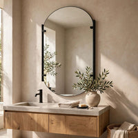 Accent Mirror, Frameless Oval, Metal Stripes, Satin Black 23x38