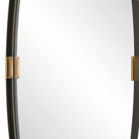 Accent Wall Mirror, Curved Frame, Antique Gold Tabs, Bronze Iron 22x38