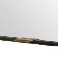 Accent Wall Mirror, Curved Frame, Antique Gold Tabs, Bronze Iron 22x38