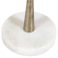 Round Accent Table, Marble Top and Pedestal, Antique Brass Frame 24 Inch