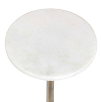 Round Accent Table, Marble Top and Pedestal, Antique Brass Frame 24 Inch