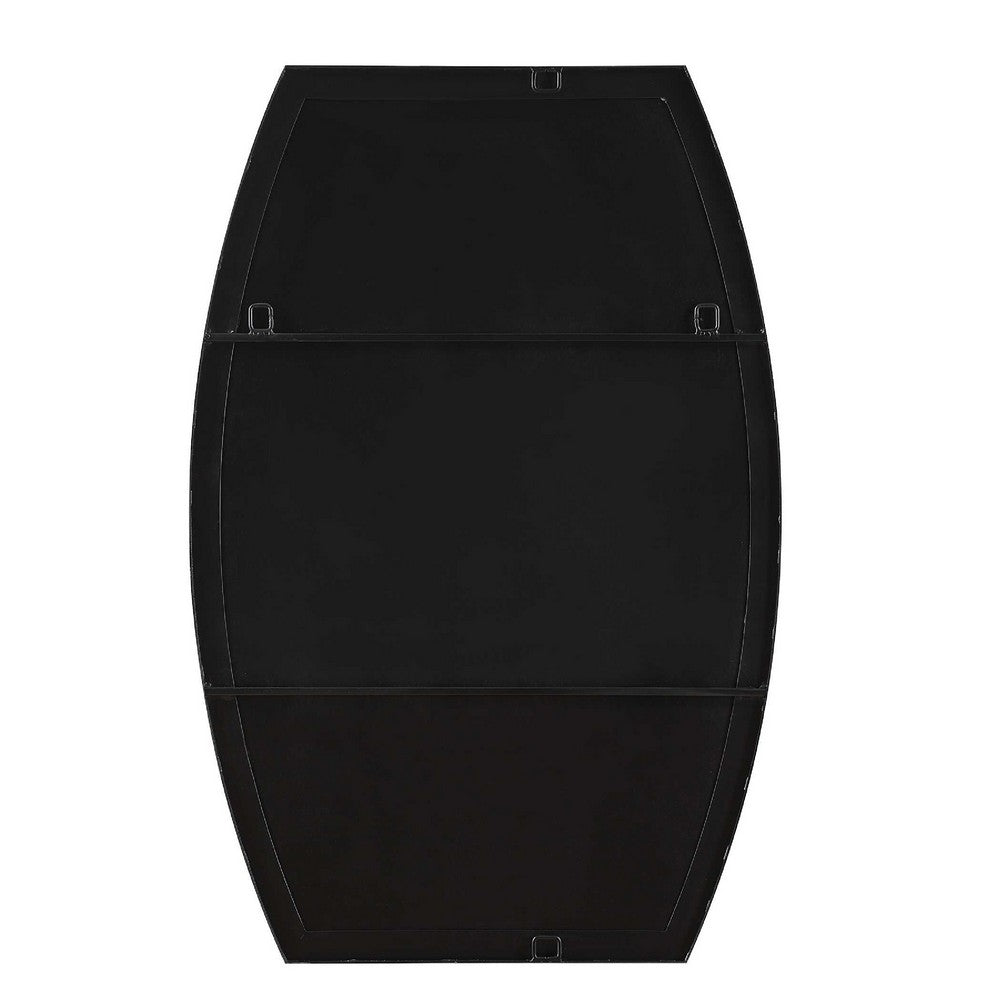 Accent Wall Mirror, Convex Shape, Floating Design, Matte Black 24x36