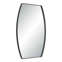 Accent Wall Mirror, Convex Shape, Floating Design, Matte Black 24x36