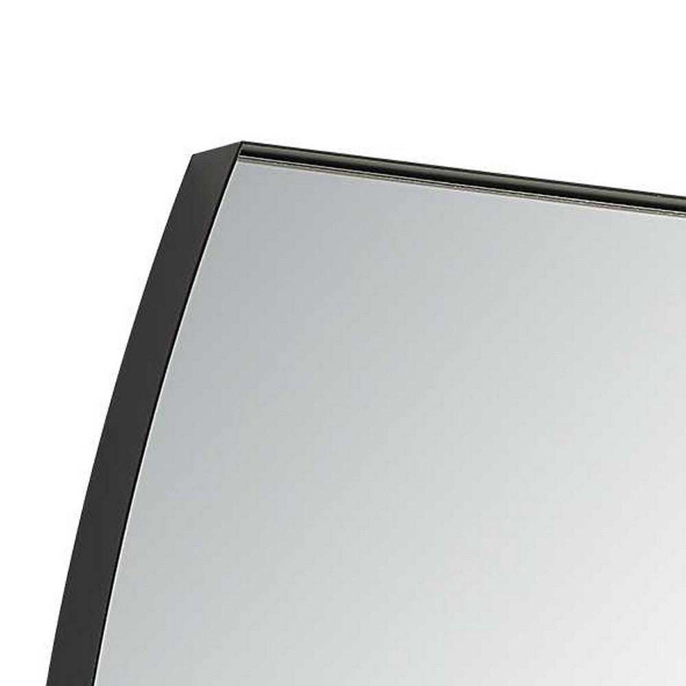 Accent Wall Mirror, Convex Shape, Floating Design, Matte Black 24x36