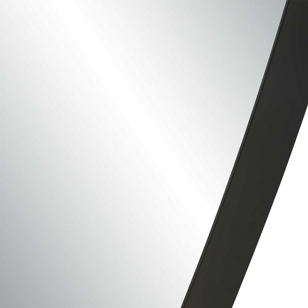 Accent Wall Mirror, Convex Shape, Floating Design, Matte Black 24x36