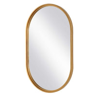 Accent Wall Mirror, Pill Oval Frame, Modern Brushed Gold Finish 22x35
