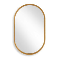 Accent Wall Mirror, Pill Oval Frame, Modern Brushed Gold Finish 22x35