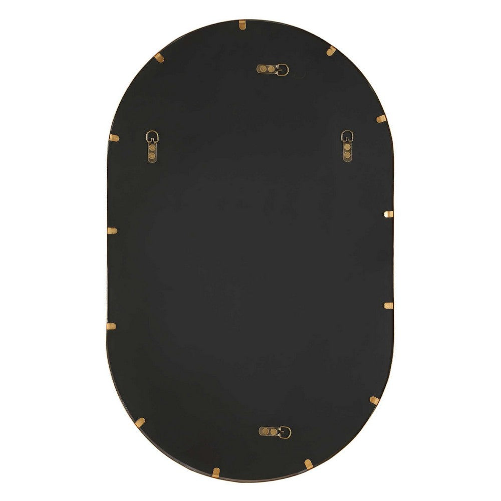 Accent Wall Mirror, Pill Oval Frame, Modern Brushed Gold Finish 22x35