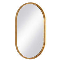 Accent Wall Mirror, Pill Oval Frame, Modern Brushed Gold Finish 22x35