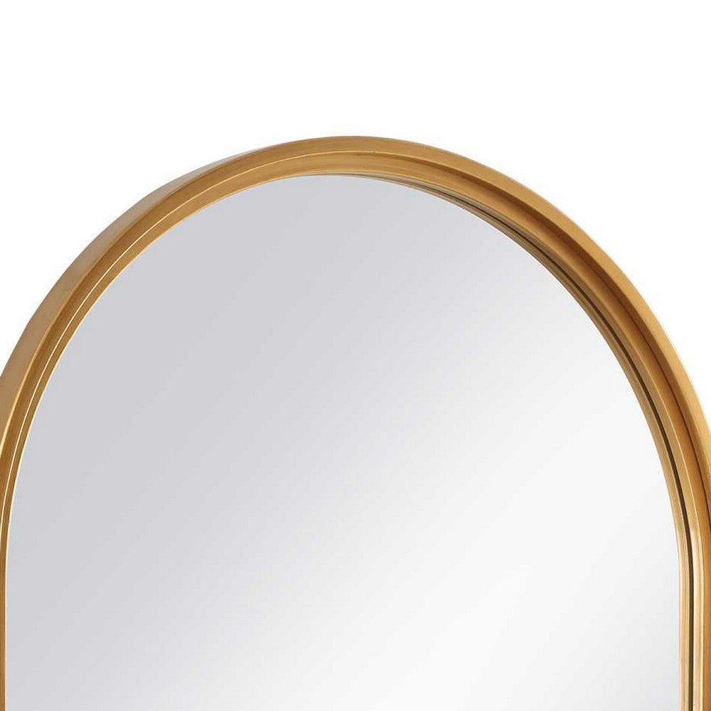 Accent Wall Mirror, Pill Oval Frame, Modern Brushed Gold Finish 22x35