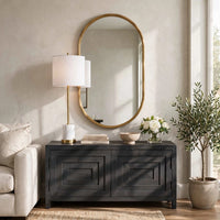 Accent Wall Mirror, Pill Oval Frame, Modern Brushed Gold Finish 22x35