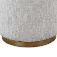 Accent Stool, Foam Fill Off White Polyester, Brushed Brass Iron 18 Inch - BM355543
