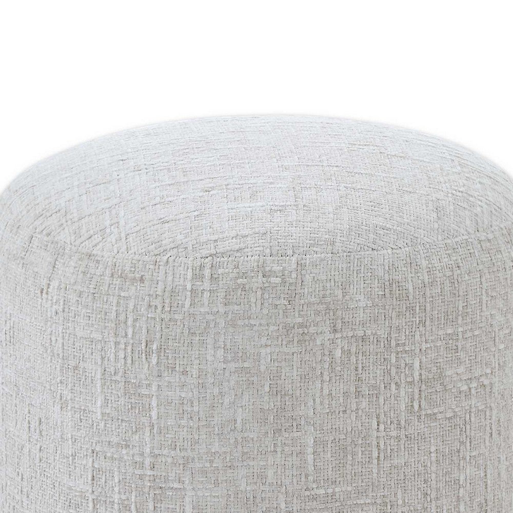 Accent Stool, Foam Fill Off White Polyester, Brushed Brass Iron 18 Inch - BM355543