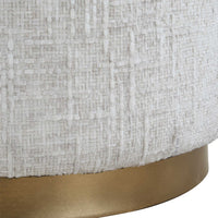 Accent Stool, Foam Fill Off White Polyester, Brushed Brass Iron 18 Inch - BM355543