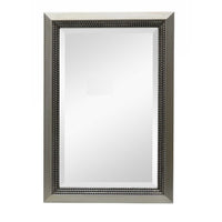 Accent Wall Mirror, 3 Layer Beaded Frame, Modern Style Warm Silver 24x36