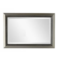 Accent Wall Mirror, 3 Layer Beaded Frame, Modern Style Warm Silver 24x36