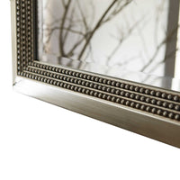 Accent Wall Mirror, 3 Layer Beaded Frame, Modern Style Warm Silver 24x36