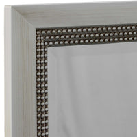 Accent Wall Mirror, 3 Layer Beaded Frame, Modern Style Warm Silver 24x36
