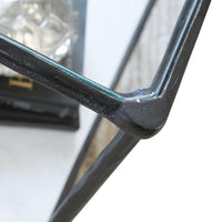 Dalie Accent Table, Glass Top, White Marble Shelf, Antique Black 25 Inch - BM355546