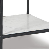 Dalie Accent Table, Glass Top, White Marble Shelf, Antique Black 25 Inch - BM355546