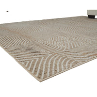 Bina 8x10 Large Area Rug, Trellis Pattern, Beige Polypropylene Polyester - BM355547