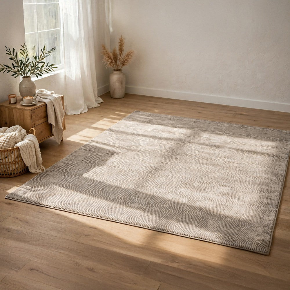 Bina 8x10 Large Area Rug, Trellis Pattern, Beige Polypropylene Polyester - BM355547