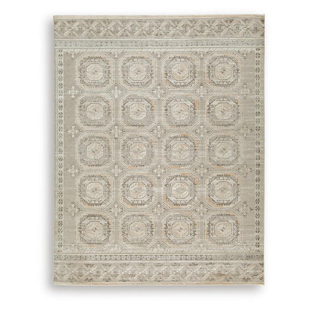 Baku 8x10 Large Area Rug, Medallion Motif, Ivory Polypropylene Polyester - BM355548