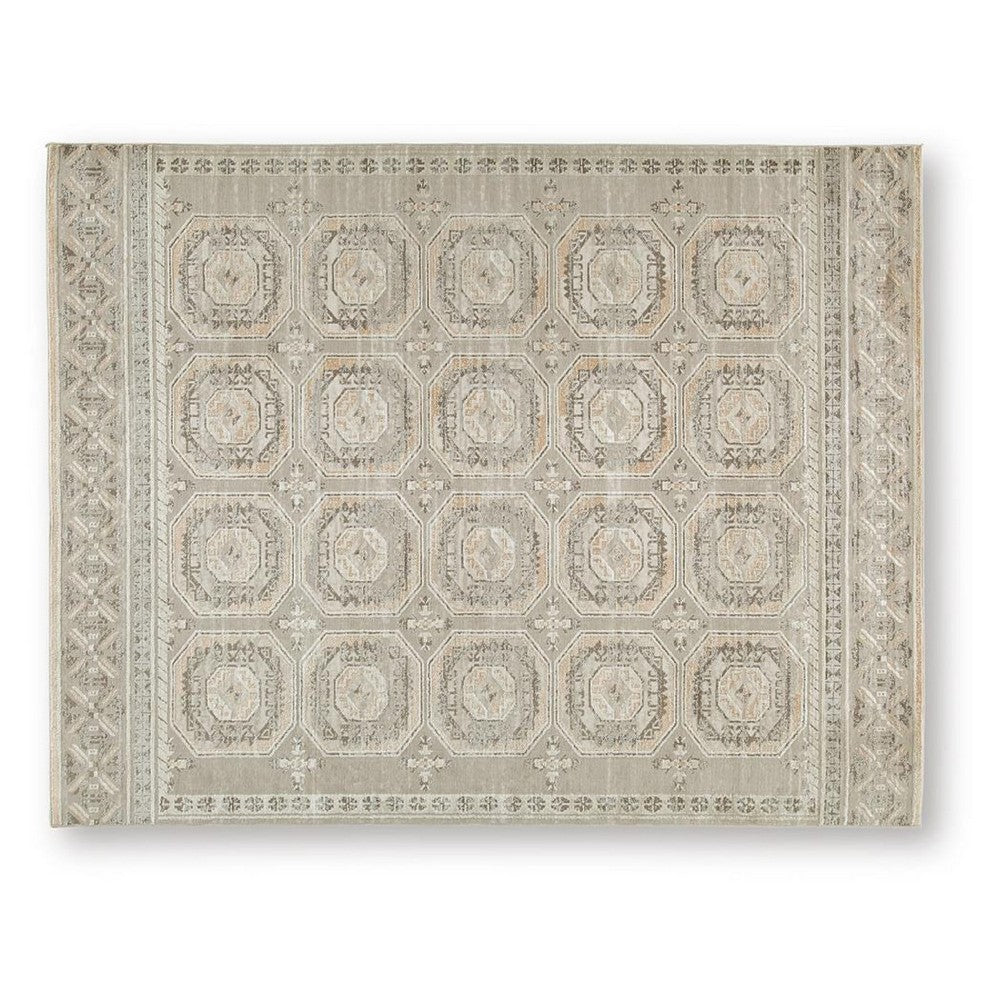 Baku 8x10 Large Area Rug, Medallion Motif, Ivory Polypropylene Polyester - BM355548