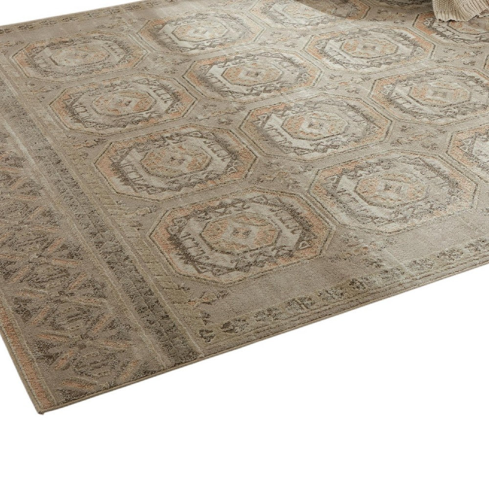 Baku 8x10 Large Area Rug, Medallion Motif, Ivory Polypropylene Polyester - BM355548