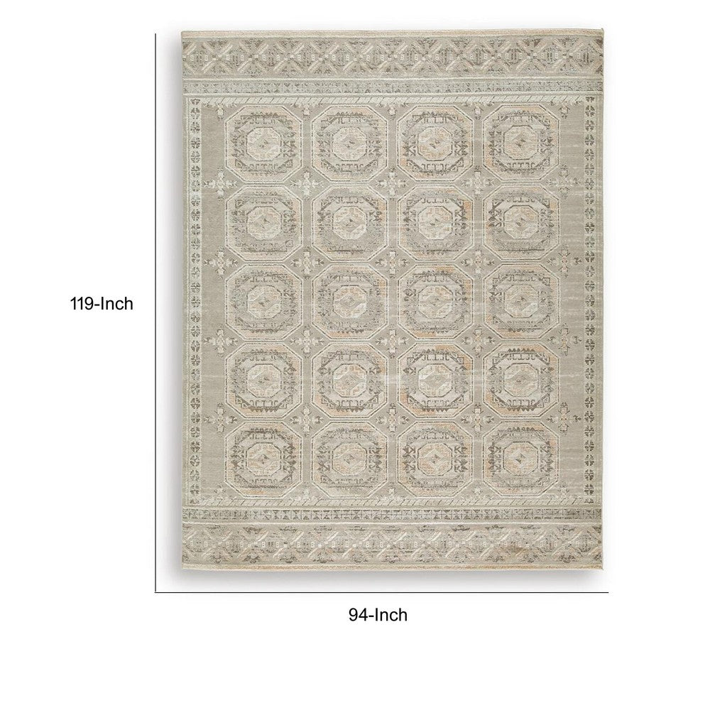 Baku 8x10 Large Area Rug, Medallion Motif, Ivory Polypropylene Polyester - BM355548