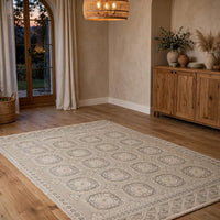 Baku 8x10 Large Area Rug, Medallion Motif, Ivory Polypropylene Polyester - BM355548