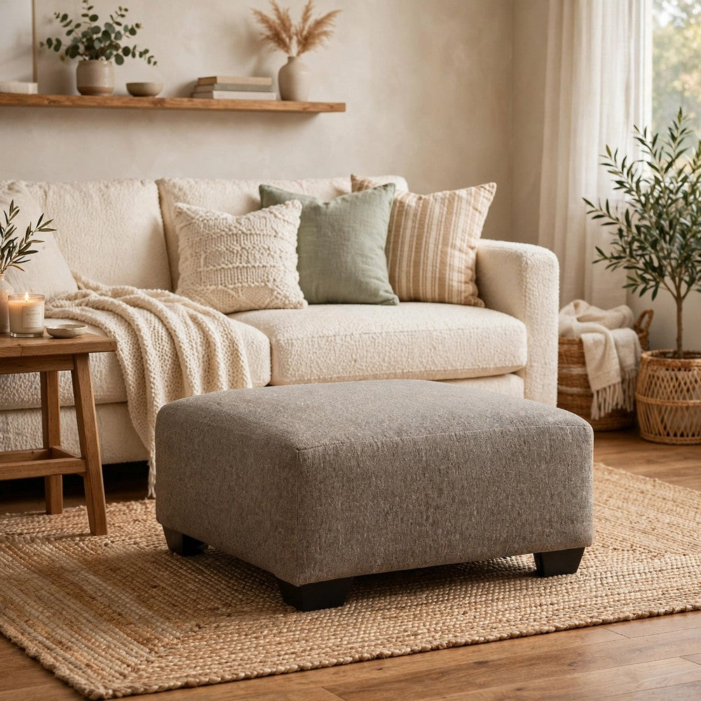 Vely Oversized Accent Ottoman, Foam Seat, Hemp Brown Polyester 40 Inch - BM355549