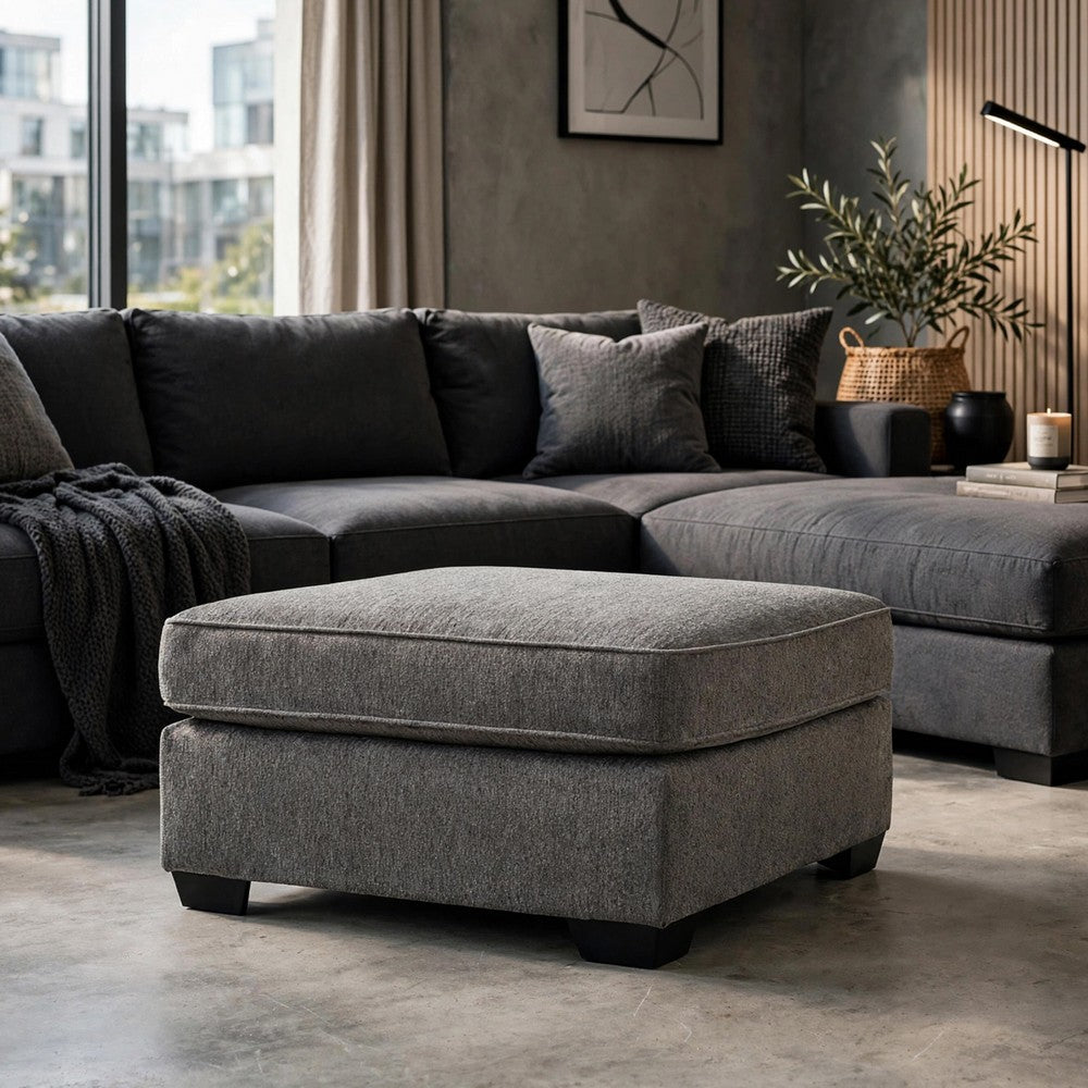 Oly Oversized Accent Ottoman, Foam Seat, Graphite Gray Polyester, 36 Inch - BM355550