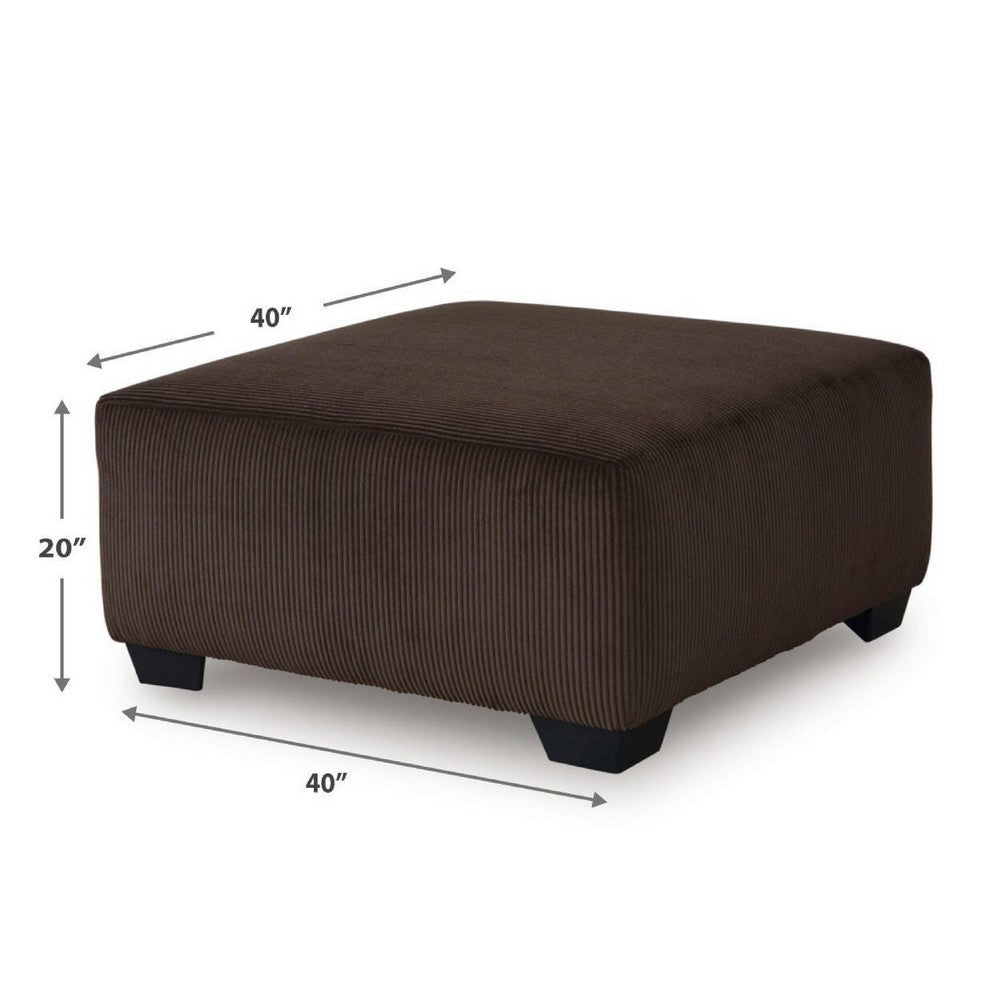 Kimi Oversized Square Ottoman, Foam Fill Chocolate Brown Corduroy 40 Inch - BM355552