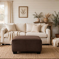 Kimi Oversized Square Ottoman, Foam Fill Chocolate Brown Corduroy 40 Inch - BM355552