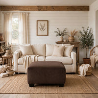 Kimi Oversized Square Ottoman, Foam Fill Chocolate Brown Corduroy 40 Inch - BM355552