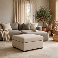 Lizo Oversized Square Ottoman, Foam Cushion, Twill Brown Nuvella 36 Inch - BM355553