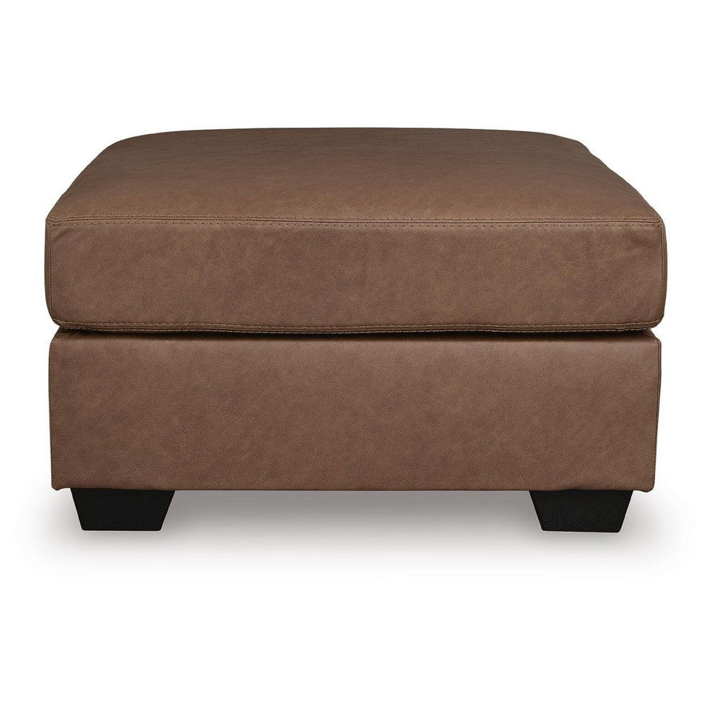 Lalie Oversized Square Ottoman, Soft Caramel Brown Faux Leather 36 Inch - BM355554