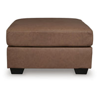 Lalie Oversized Square Ottoman, Soft Caramel Brown Faux Leather 36 Inch - BM355554