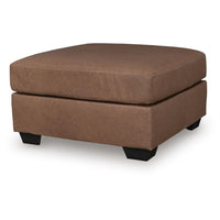Lalie Oversized Square Ottoman, Soft Caramel Brown Faux Leather 36 Inch - BM355554