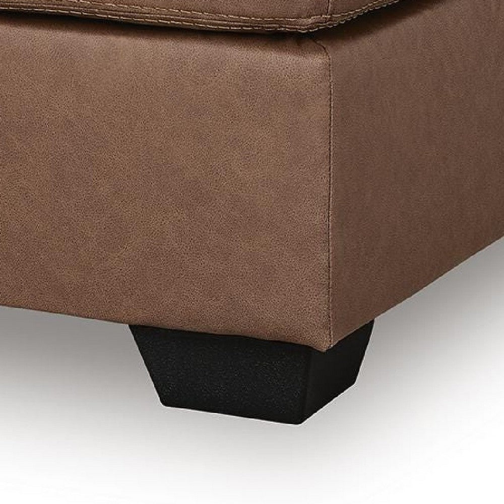 Lalie Oversized Square Ottoman, Soft Caramel Brown Faux Leather 36 Inch - BM355554