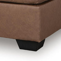 Lalie Oversized Square Ottoman, Soft Caramel Brown Faux Leather 36 Inch - BM355554