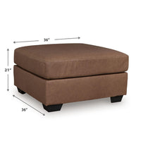 Lalie Oversized Square Ottoman, Soft Caramel Brown Faux Leather 36 Inch - BM355554