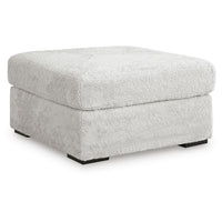 Cecy Oversized Square Ottoman, Arctic Gray Fur-Like Polyester 39 Inch - BM355555