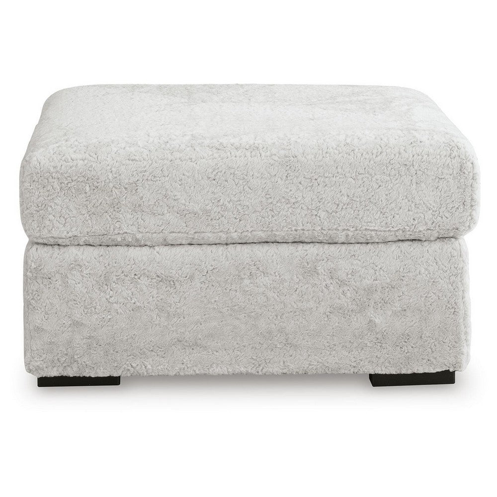 Cecy Oversized Square Ottoman, Arctic Gray Fur-Like Polyester 39 Inch - BM355555