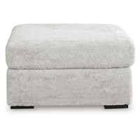 Cecy Oversized Square Ottoman, Arctic Gray Fur-Like Polyester 39 Inch - BM355555